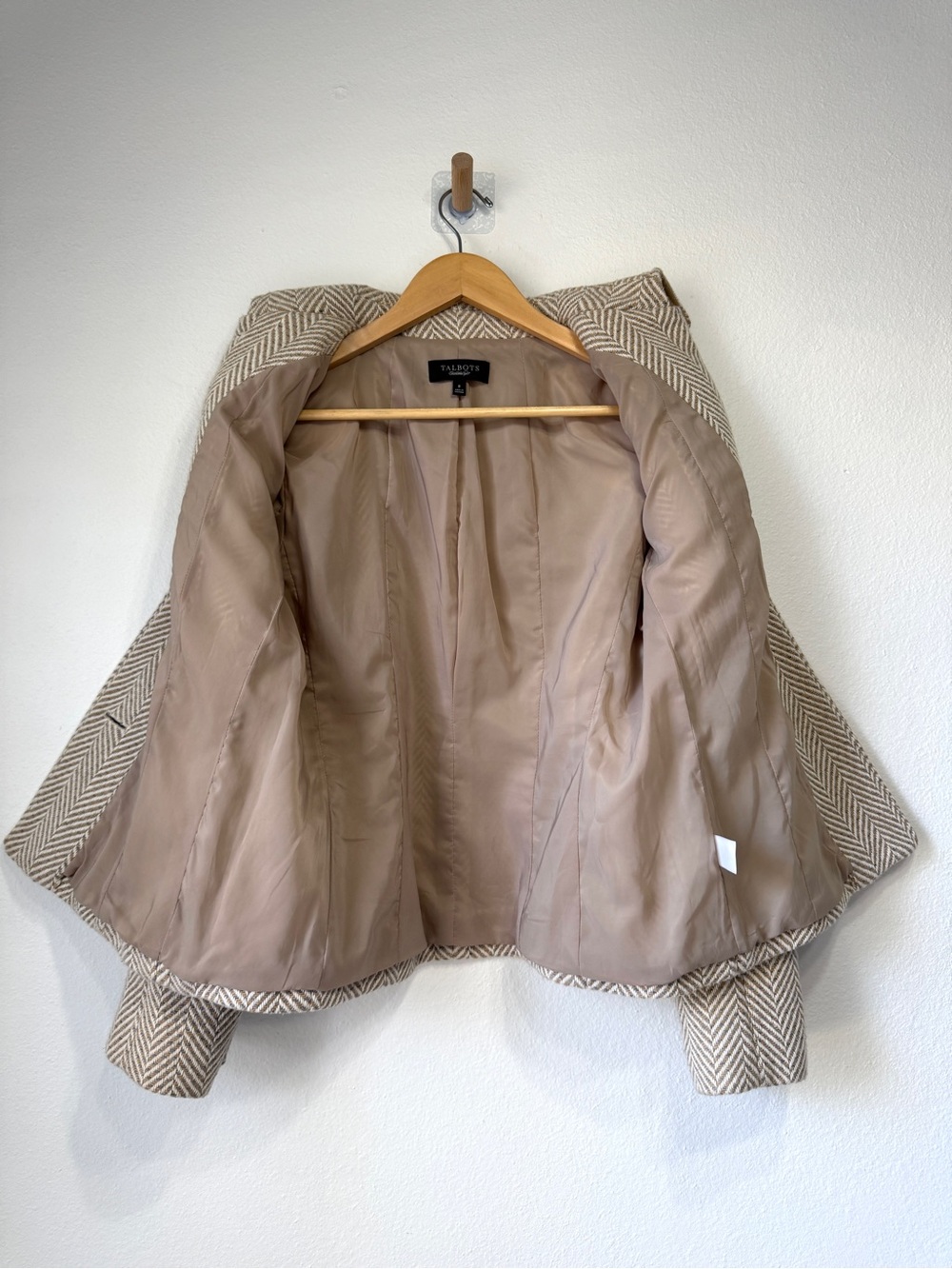 Talbots Herringbone Wool Linen Blend Blazer Jacket Size 8 - Picture 6 of 7